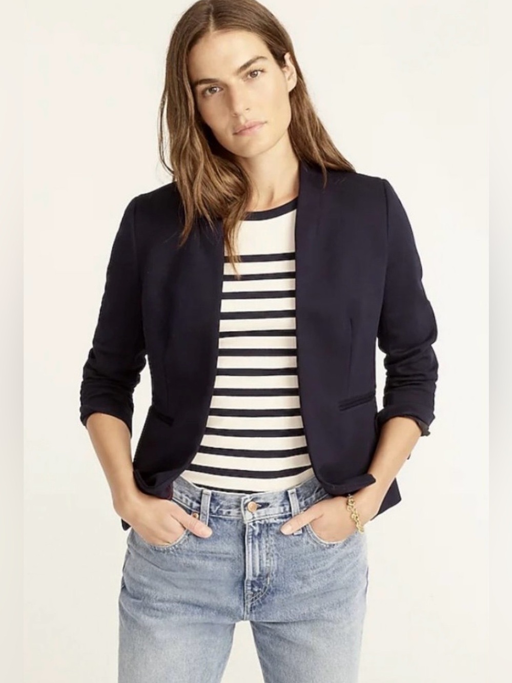J. Crew Women’s Tall Going Out Blazer in Stretch Twill Navy Size 6 Tall H2791